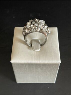 Fossil rhinestone Cluster dome Statement Ring.